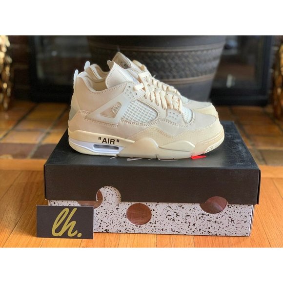 Size 6.5 W Air Jordan Off White Retro 4 "Sail" - Picture 3 of 5